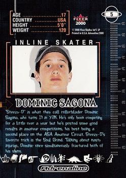 2000 Fleer Adrenaline #5 Dominic Sagona Back